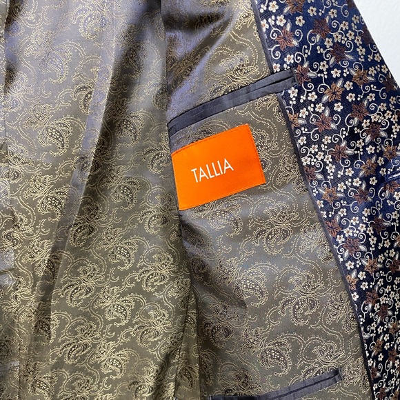 TALLIA Mens Blazer Coat Jacket Single Buttoned Floral Purple Tan Sz 40s - Picture 9 of 11